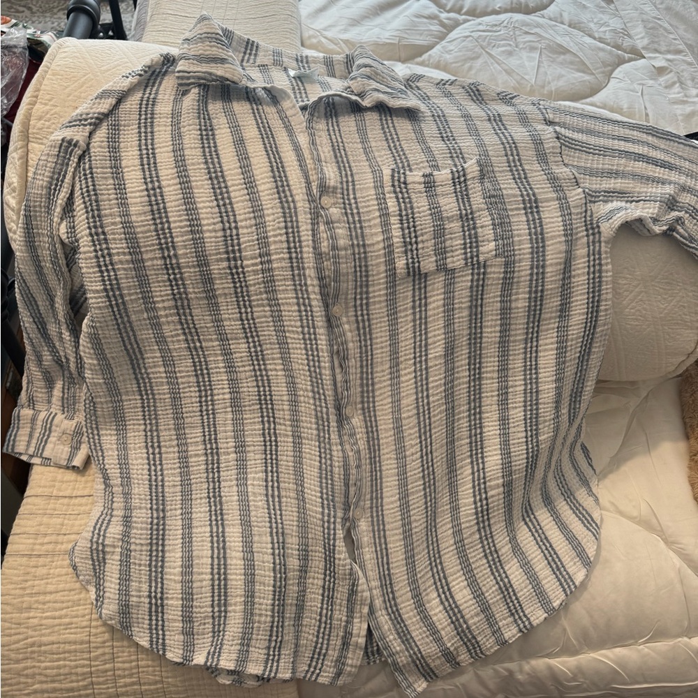 Blue Striped Beach Shirt-women’s